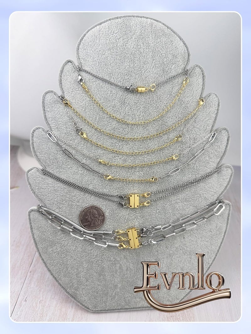 Evnlo Multi Necklace Layering Clasp and Chain Extender and Magnetic Jewelry Clasp Set, Gold and Silver Multiple Styles Necklace Extenders for Women - Image 5